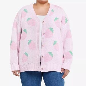 Hot Topic Sweet Society Light Pink Strawberry Pattern Cardigan